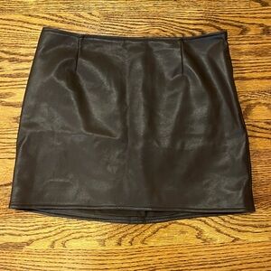 Brown leather skirt